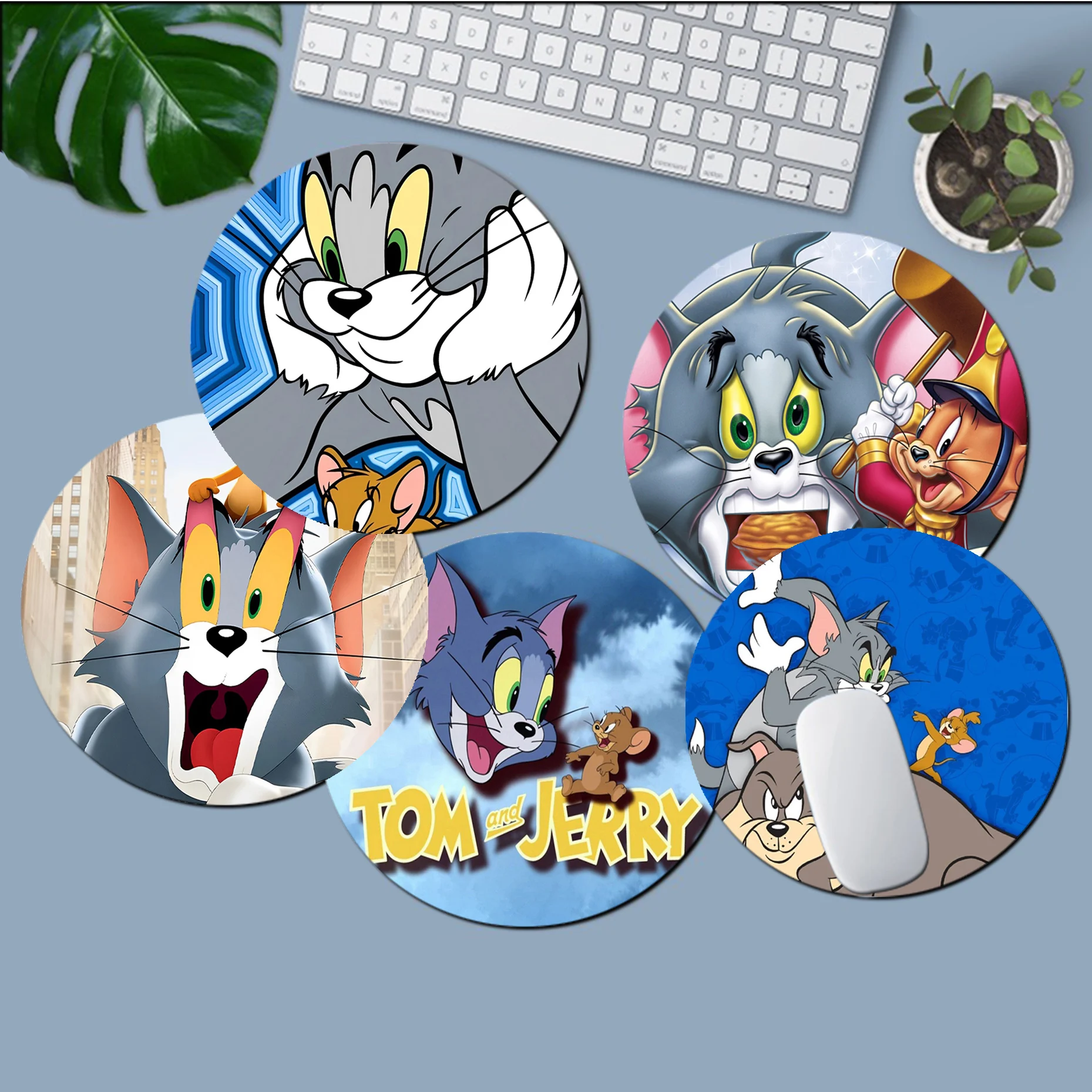 

Cat And Mouse Mousepad Round Custom Skin Desktop Desk Mat Kawaii Accessories Students Pad Mouse Pad Padmouse Desk Play Mats