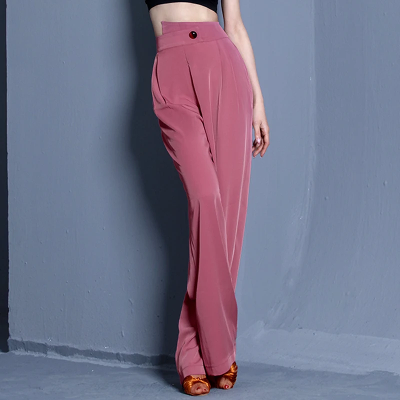 

Брюки женские для латиноамериканских танцев, тренировочные штаны с завышенной талией, одежда для соревнований для бальных танцев, черные, JL5582