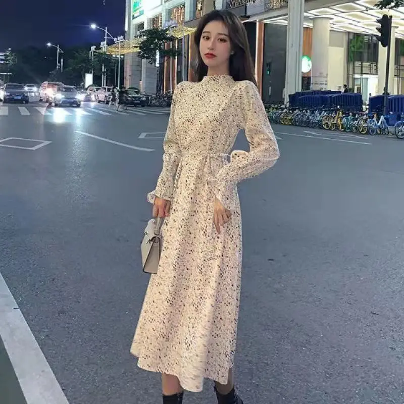 

Dresses Women Floral Chiffon Romantic All-match Soft A-line Dresses Clothing Female Elegant A-line Midi Dresses Vestidos G176
