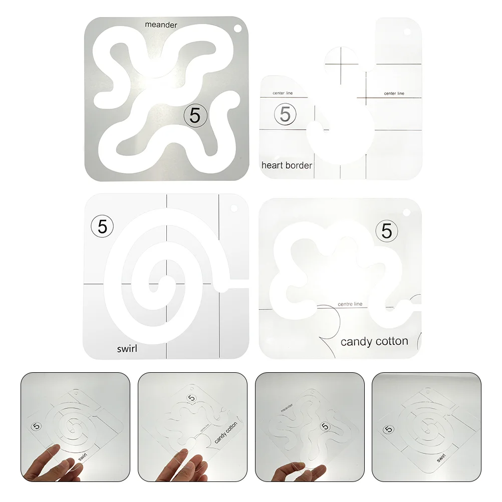 

4pcs Acrylic Sewing Rulers DIY Stitching Rulers Hollow Sewing Painting Templates