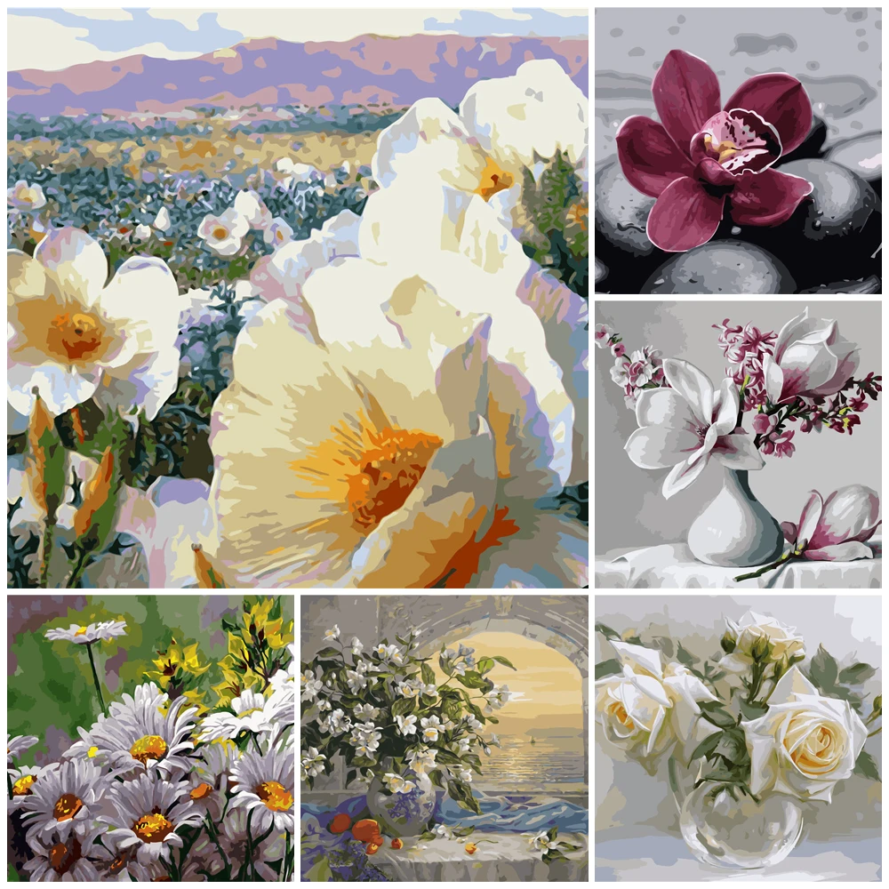 

Paint girl DIY Painting By Numbers flower magnolia flower daisy flower sea 40x50cm VA-0790 picture by numbers drawing set 2022