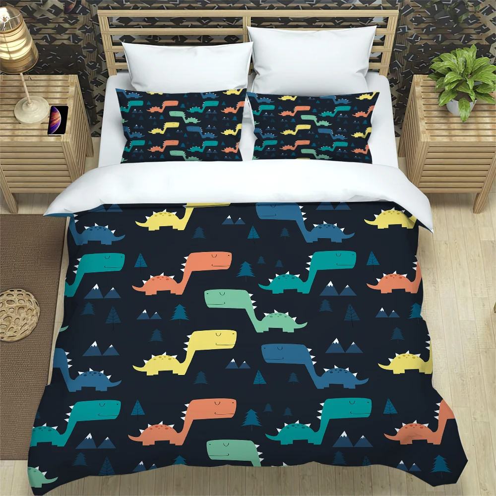 

Cartoon Dinosaur Animal Silhouettes Pattern Multiple Color Duvet Cover Set Bed Pillowcases Multi Size 100% Polyester