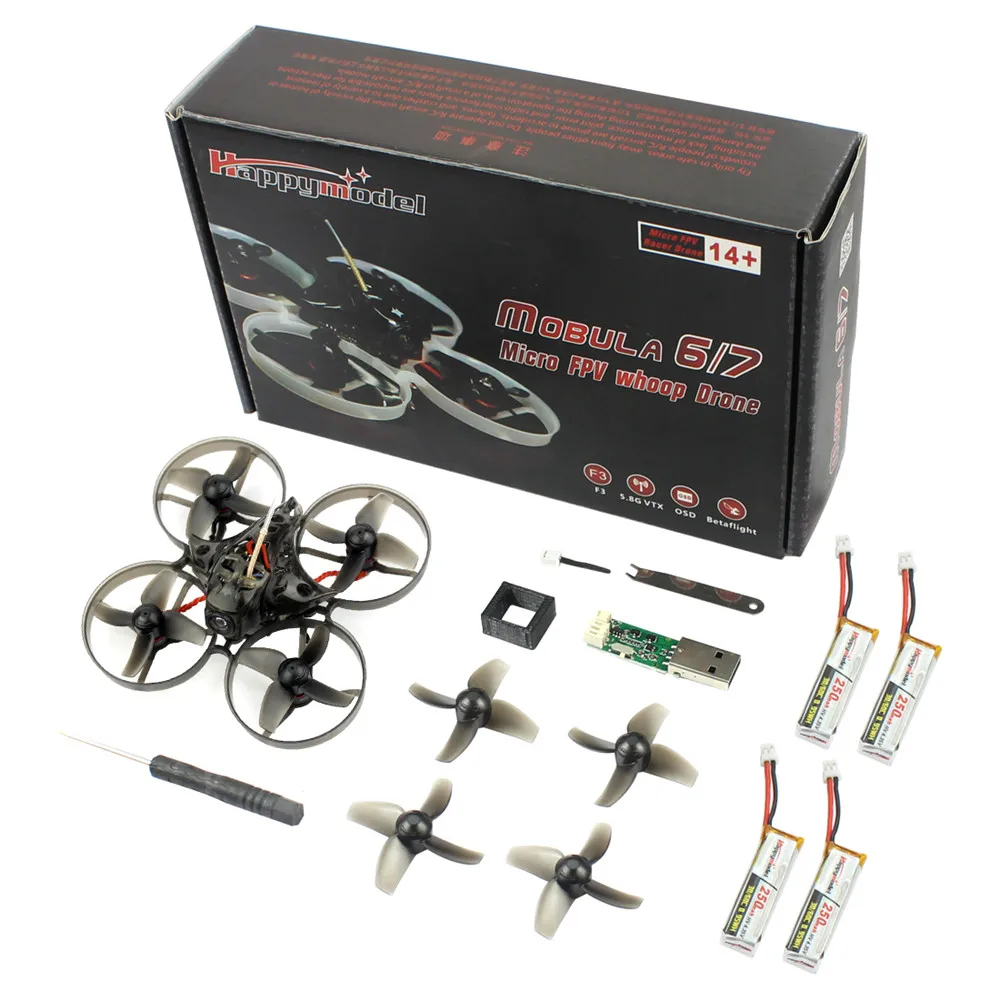HappyModel Mobula7 V2 Crazybee F4 Pro OSD 5 8G 25mW 700TVL SE0802 16000KV 2S бесщеточный 75 мм FPV Tinywhoop Дрон BNF |