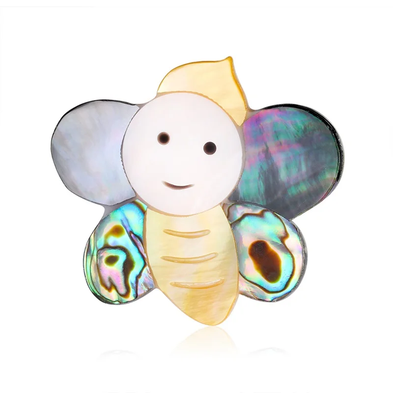 

Custom Fashion Cartoon Bee Brooch High-grade Natural Shell Insect Brooch Pin Spot