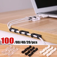100804020pcs cable organizer clips self adhesive wire clamp cord holder desktop wire manager usb charging data line winder