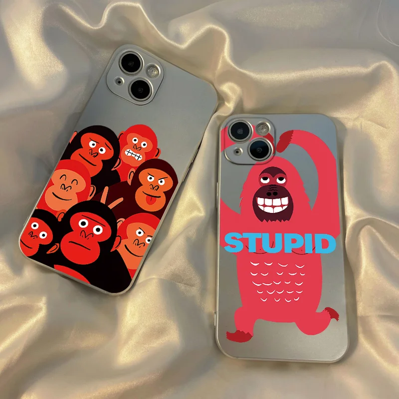 

Electroplated Creative Orangutan Niche New Fun Silicone Full Package Couple Phone Case