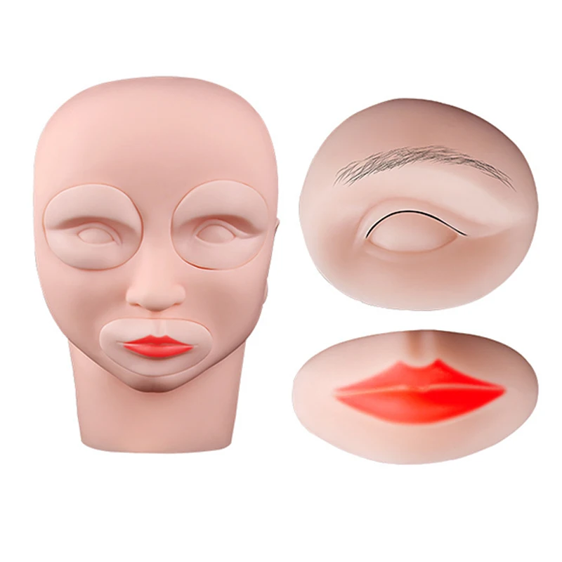 

Tattoo Makeup 3D Practice Silicone Mannequin Head Skin For Permanent Eyebrows Lips Microblading Tattoo Beginner Supplies Tools