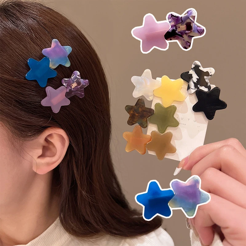 

Small Acetate Star Hairpin Hair Accessories Acrylic Bangs Slip Hair Clip Acetic Barrettes Acid Duckbill Side Word DIY Headwear