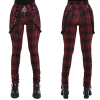 gothic punk women plaid high waist pants spring summer streetwear woman fashion zipper y2k long bottoms pants trousers