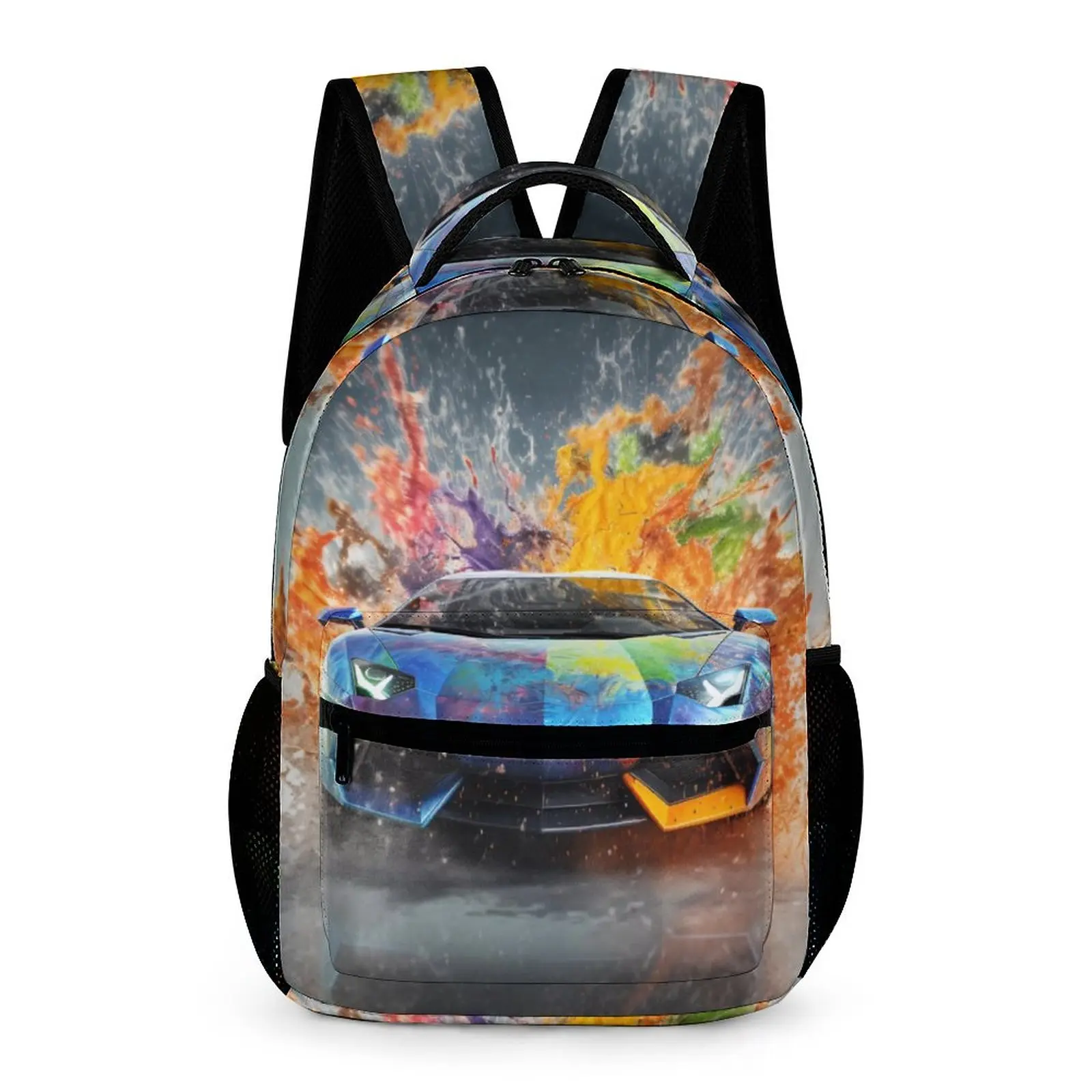 

Luxury Sports Car Backpack Explosion Liquid Splash Stylish Backpacks Youth Cycling Lightweight High School Bags Design Rucksack