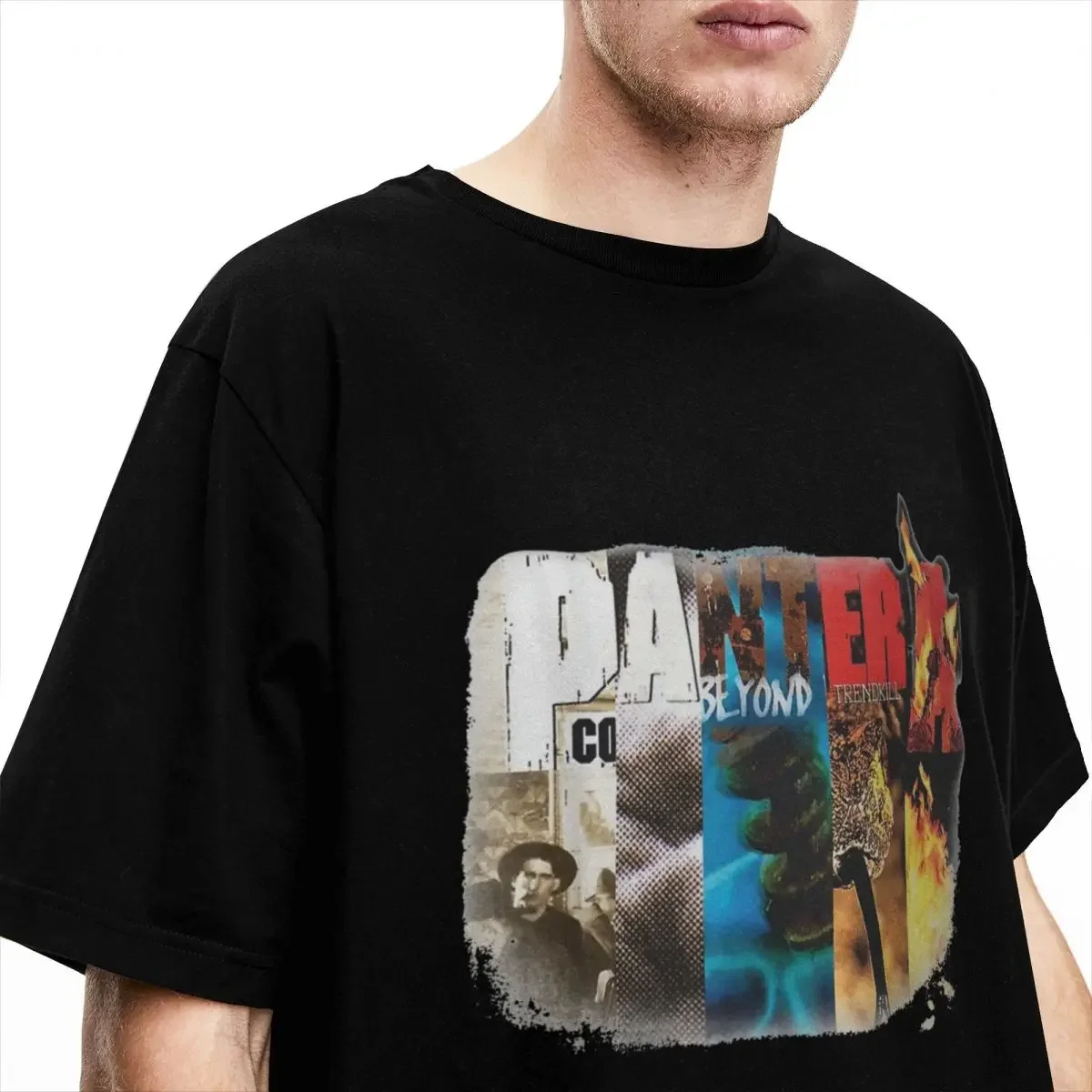 Футболка с коллажем Pantera Band для мужчин и женщин винтажная рубашка из чистого