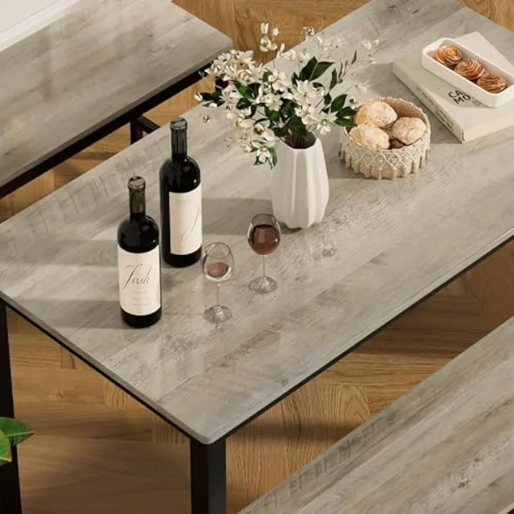 Обеденный стол Set4 для 4 человек 43.3 в фотостудии с 2 скамейками 4-6 модный набор