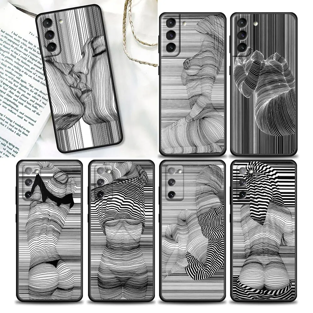 

Phone Case for Samsung Galaxy S7 S8 S9 S10e S21 S20 Fe Plus Ultra 5G Soft Silicone Cover LUXURY Sexy Girl Line Art