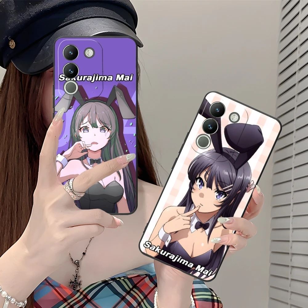 Anime Sakurajima Mai Mobile Cell Phone Case for VIVO Y95 Y93 Y31 Y20 V19 V17 V15 Pro X60 NEX Black Soft Cover Shell
