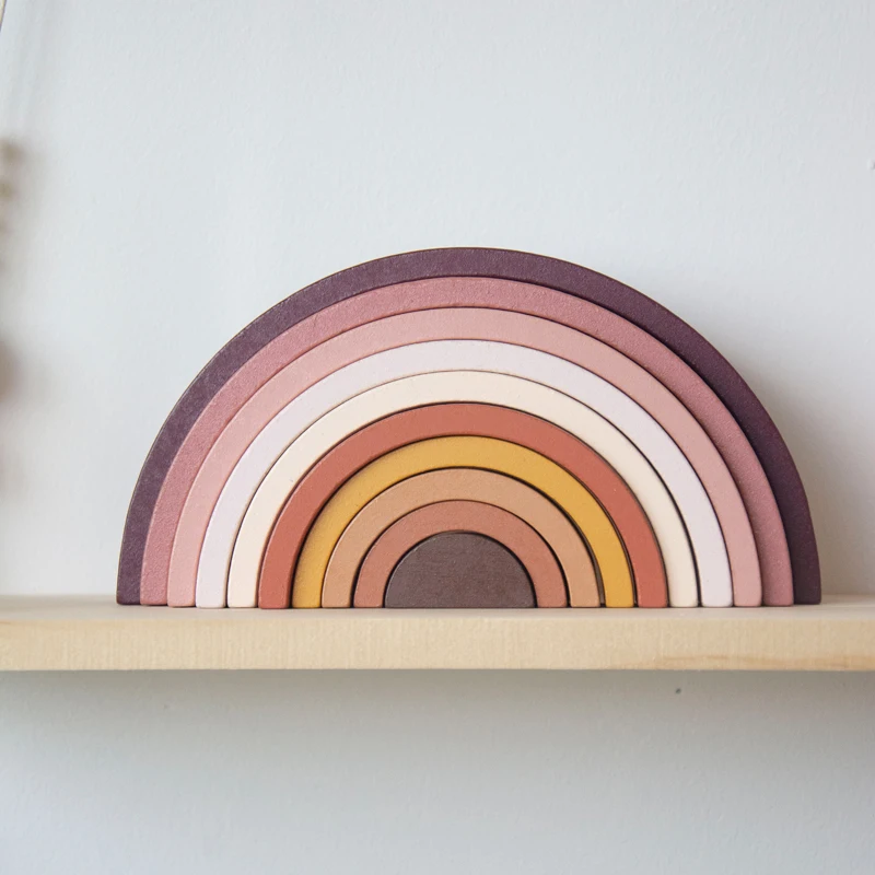 

Деревянные радужные строительные блоки, деревянный штабелер, детский креативный складной строительный блок, обучающий подарок, украшение ...