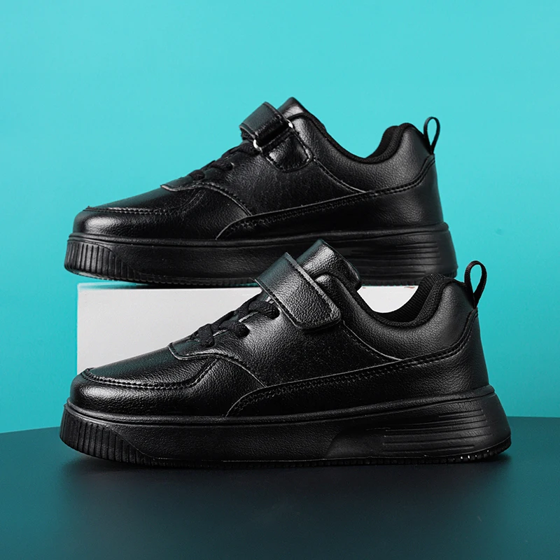 

Children Boys Vulcanized Shoes Solid White/black PU Leather Sneakers Running Sports Tennis Kids Casual Shoes Boys 7 To 12 Years