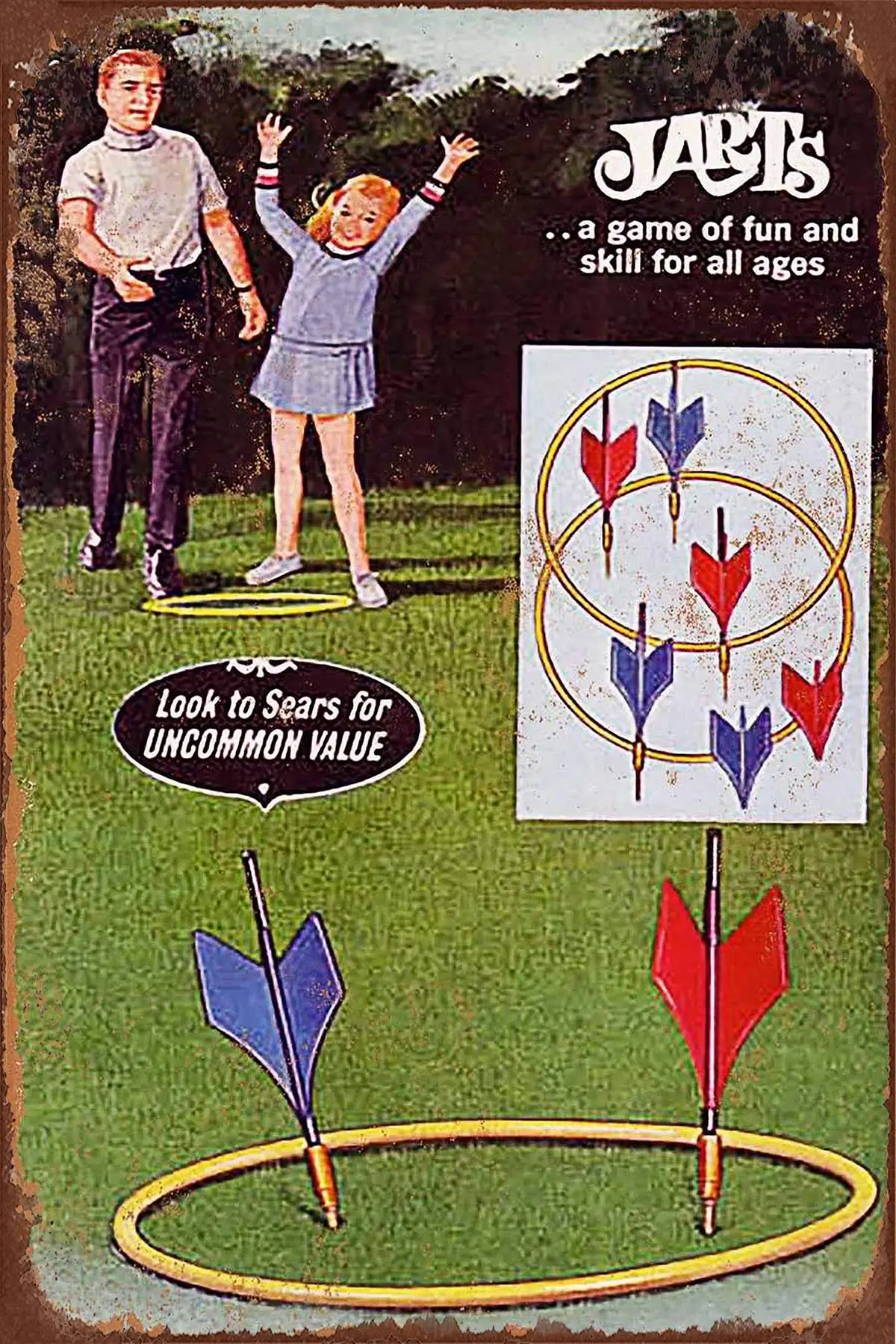 

Joycenie Great Tin Sign Aluminum Metal Sign 1969 Jarts Lawn Darts Game Vintage Look 8x12 Inch