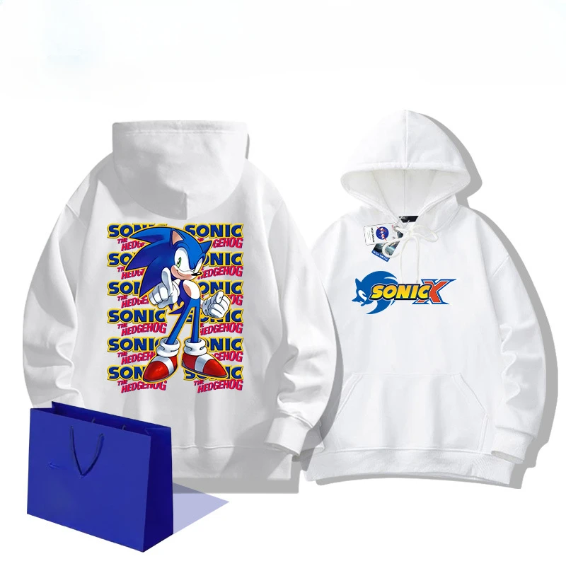 

Свитер с капюшоном с мультяшным изображением Ежика Sonic, новый высококлассный креативный модный брендовый Свободный топ с длинными рукавами и плечами для пары