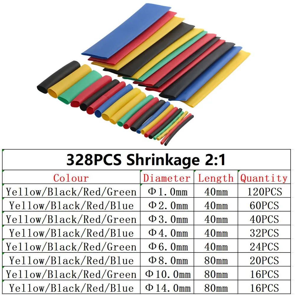 127/328/530 шт. термоусадочные трубки для кабелей
