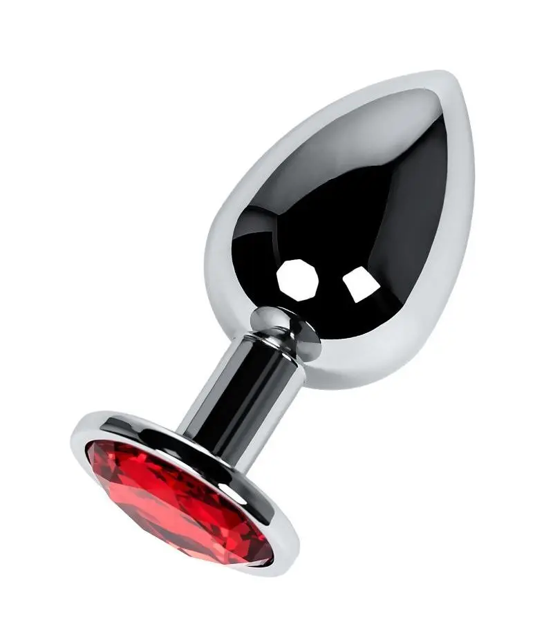 Серебристая анальная втулка Metal с рубиновым кристаллом - 9 5 см. | Красота и