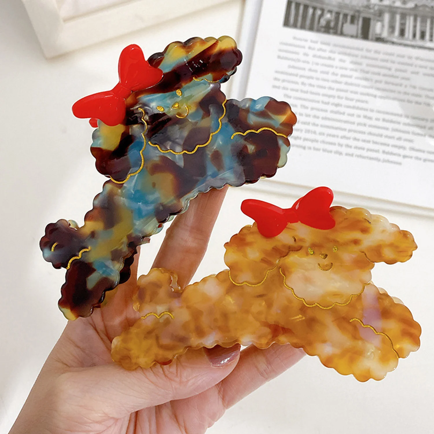 

New Trend Retro French Cute Animal Dog Acetate Hair Clip Shark Claw Hairpin Fashion Head Accessories For Women Girls 2023 casual