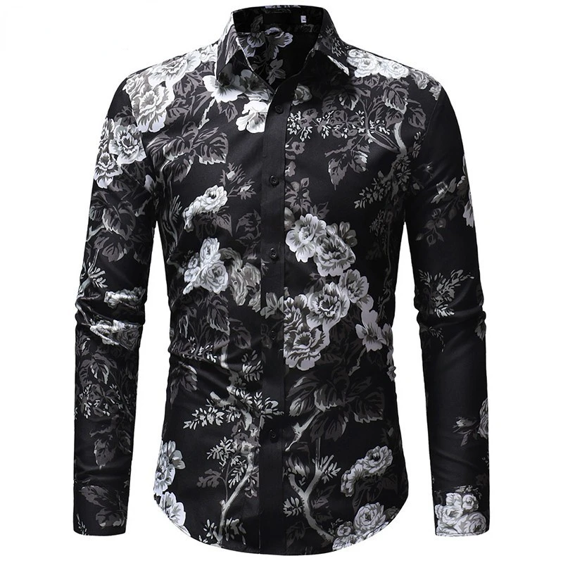 

NEW IN Spring New Men's Floral Printed Shirt Male Long Sleeve 3D Print Long Sleeve T Shirt Men Slim Fit Flower Shirt Tops M-