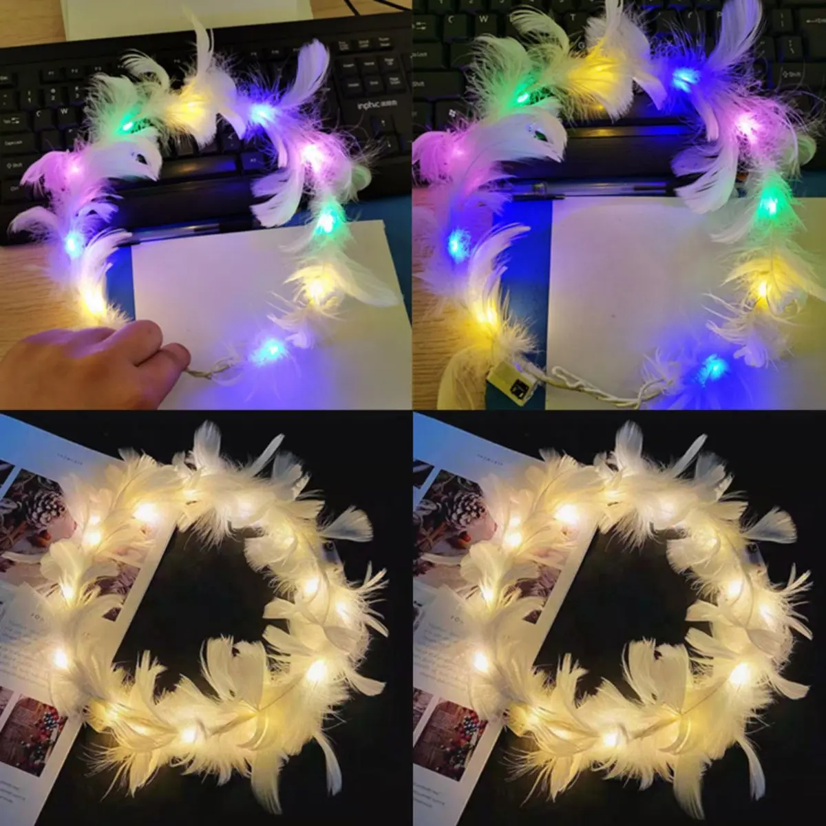 

New Shining Goose Feather Flower Wreath Angel Glitter Headwear Internet Red Night Market Promotion Scan Code Small Gift