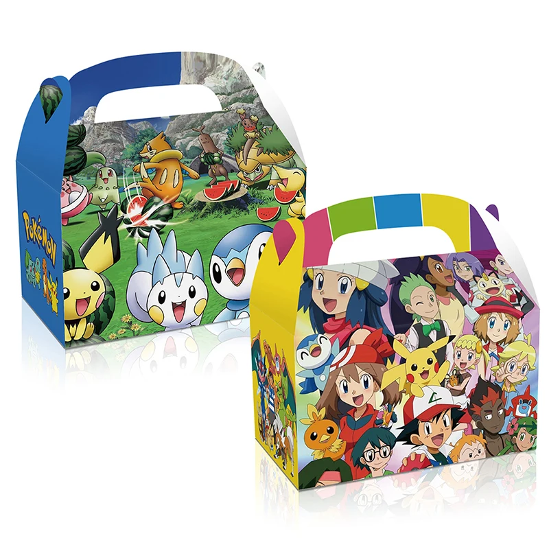 

12pc Pokemon Theme Gift Box Kids Party Decorations Baby Shower Paper Pikachu Candy Boxes Portable Carton Birthday Party Supplies