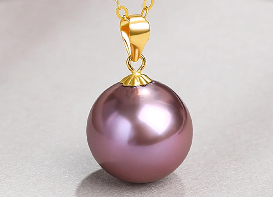 

Charming 13mm Natural Sea Genuine Purple Lavender Round Pearl Pendant For Women Men Jewelry Pendant