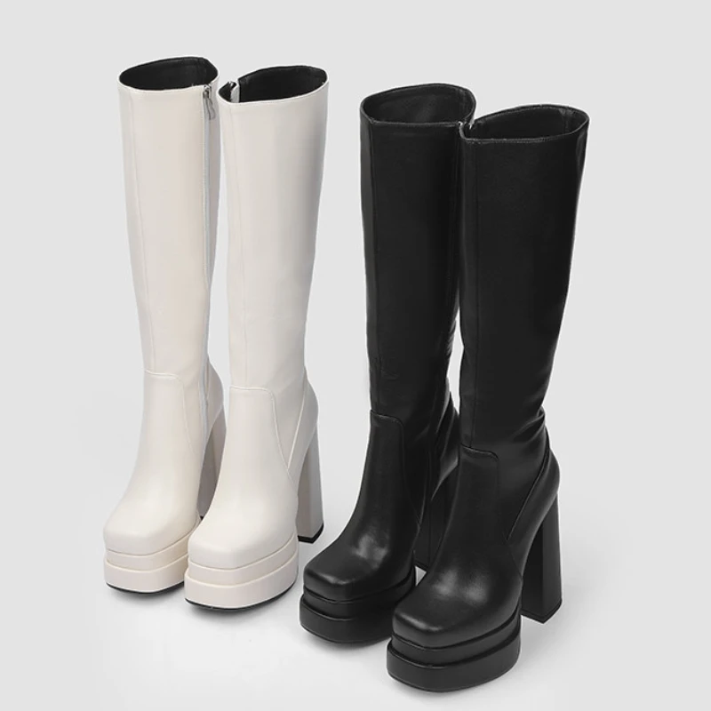 Женские ботинки на высоком каблуке осенне-зимняя обувь платформе готические