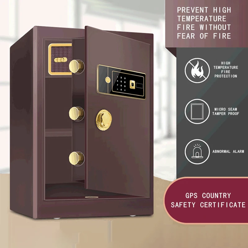 Safe Box Electronic Lock Office Key Password Small Safe Deposit Box Fireproof Fingerprint Home Safe Money Box Steel Plate QG-60