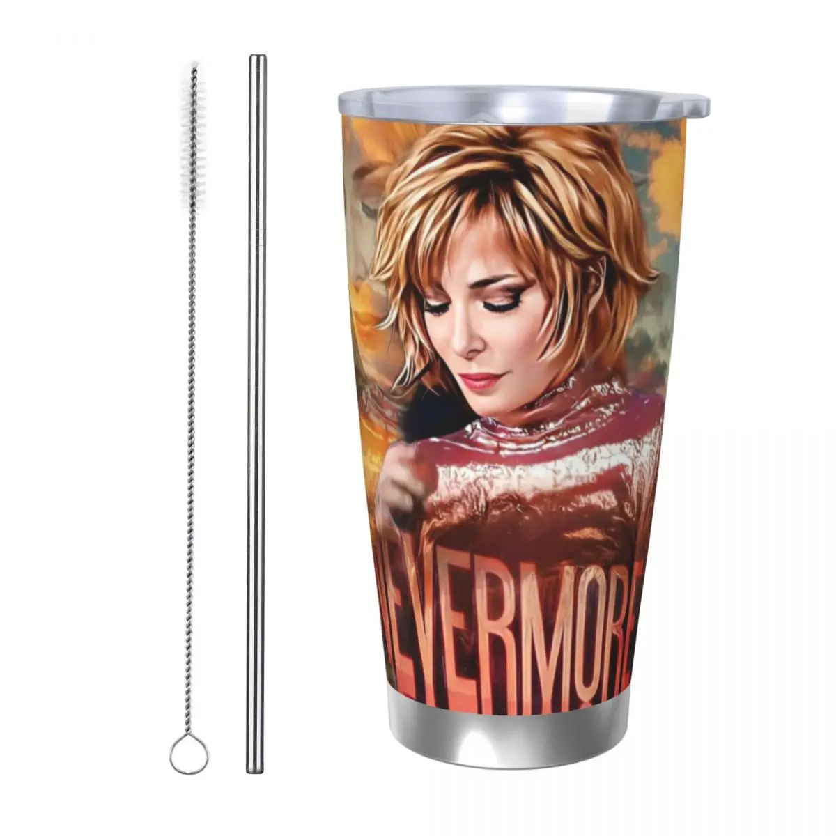 Фото Термокружка Mylene Farmer Nevermore 20 унций из нержавеющей стали, вакуумная, для кофе, холодных и горячих напитков, автомобильная №1