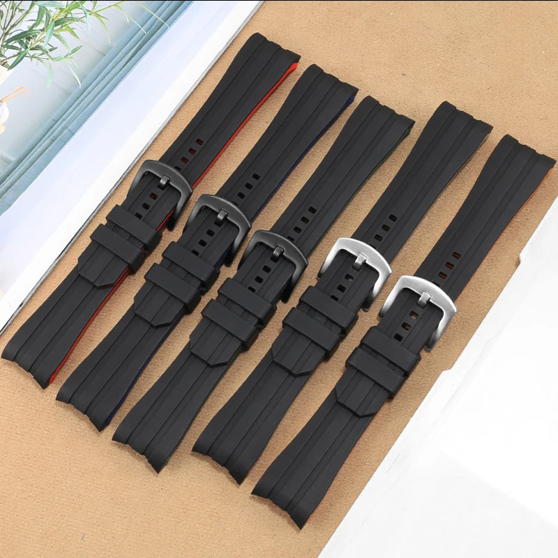 Curved End Rubber Watch Strap 18mm 20mm 22mm Quick Release Watchband Wristband Accessories for Omega Brand Watch Band