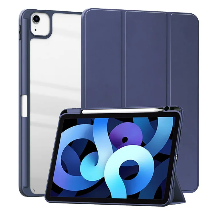 

Acrylic Stand PU Trifold Cases for iPad Pro 10.5 2017 11 12.9 inch 2018 2020 2021 2022 Tablet Cover Shell with Pencil Holder
