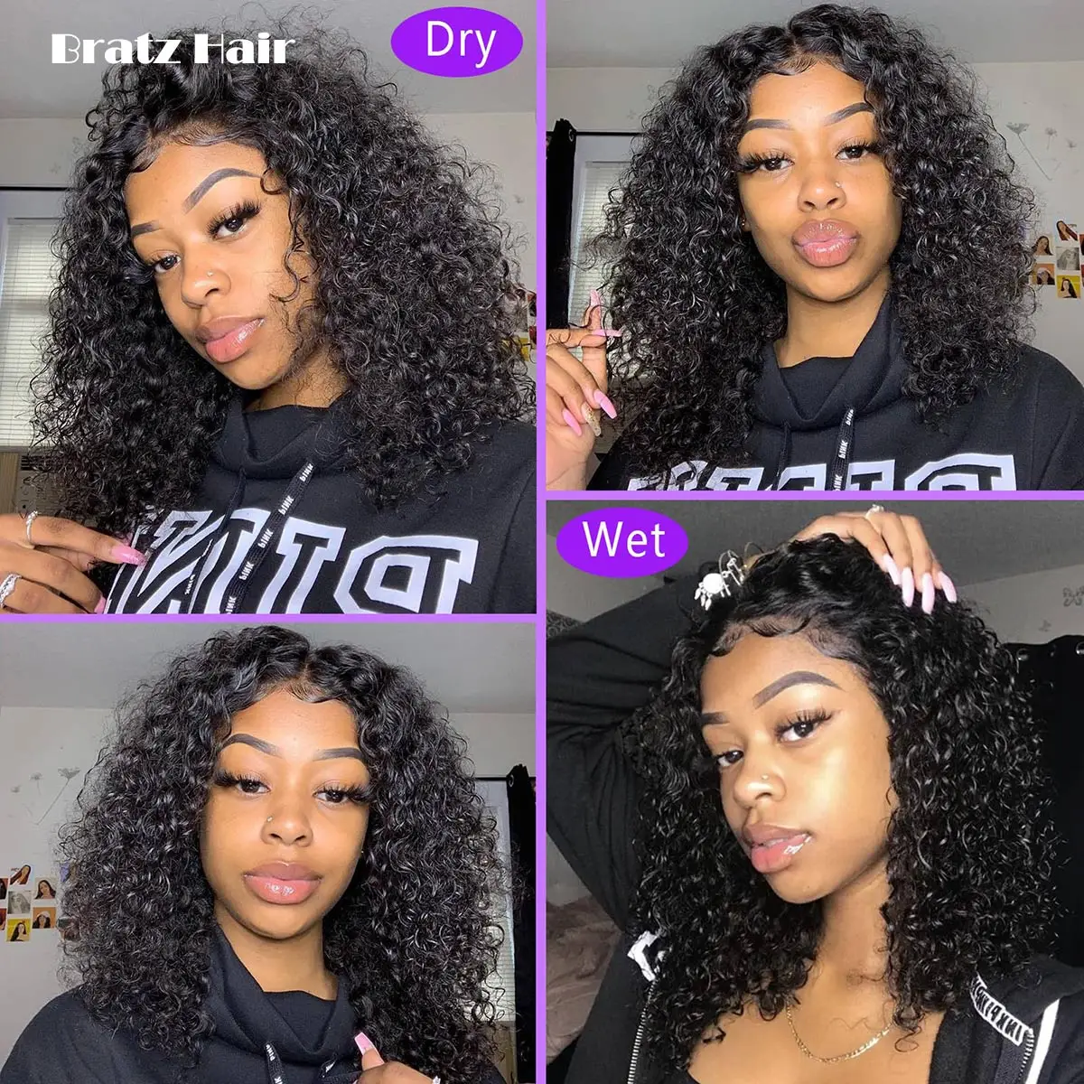 Фото Супердлинные кудрявые парики Pixie Curls 5×5 без клея, 100% натуральные человеческие волосы, натуральный черный цвет, кудрявые парики для женщин, 13x6, 13x4, HD кружевные парики №2