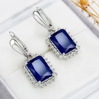 elegant female blue zircon dangle earrings fashion jewelry exquisite luxury shiny earring for women engagement gifts