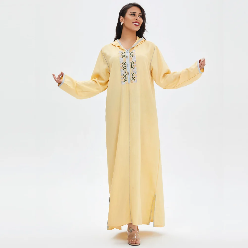 Muslim Dress Pajamas Dubai Women's Fashion Casual Embroidered Dress Large Size Middle East Robe Abayas For Women
