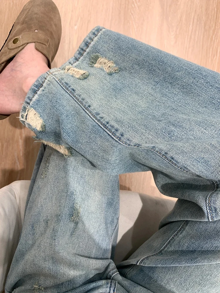 Рваные джинсы больших размеров с высокой талией женские маленькие грушевидные