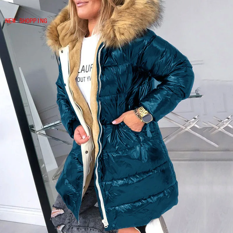 2022 Thick Warm Down Jacket Women Winter Coat Plus Size Women's Clothes Parka Hood Fur Collar Black Coats Padded Jackets Outwear