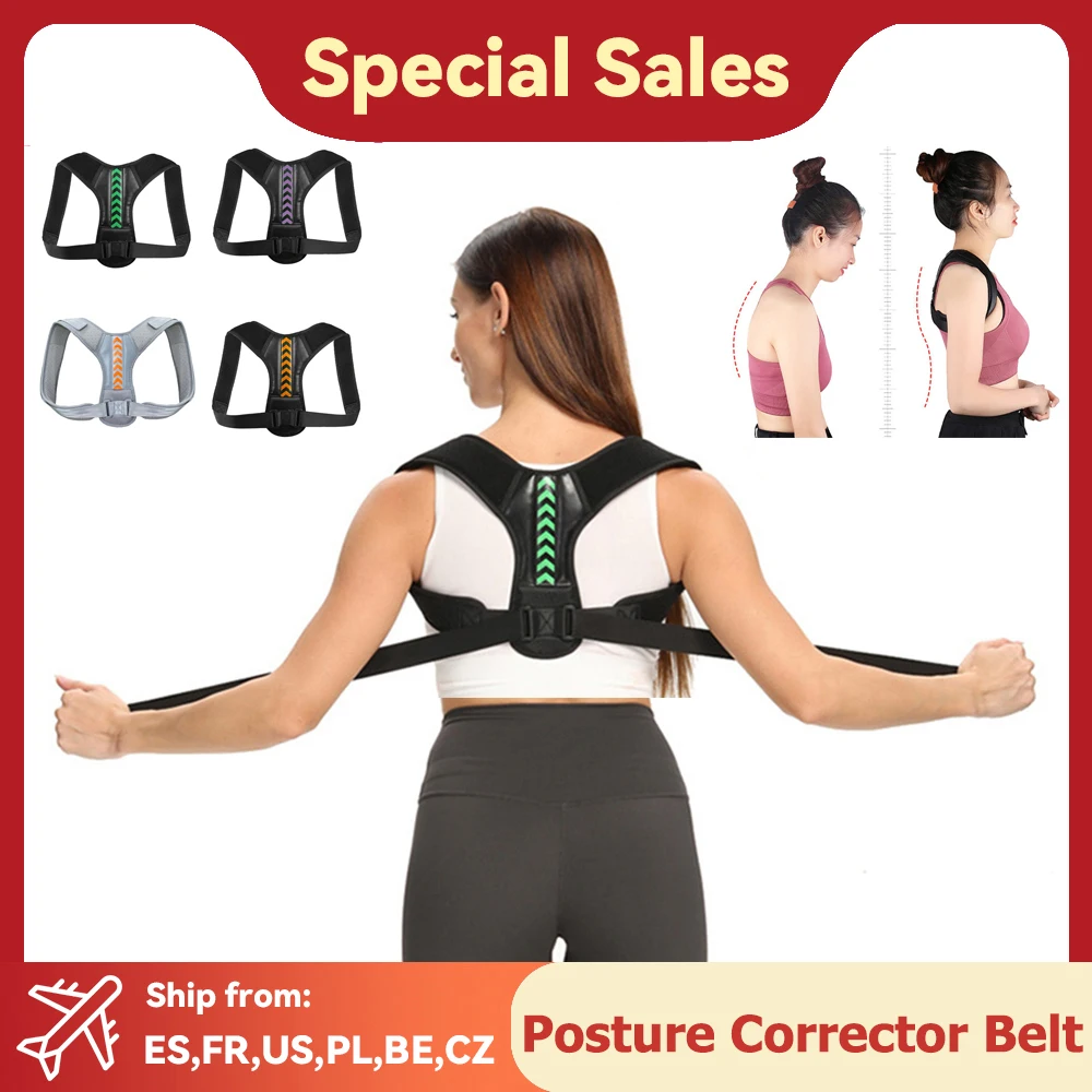 

Adjustable Posture Corrector Belt Back Shoulder Posture Back Clavicle Spine Support Home Office Sport Upper Back Neck Brace