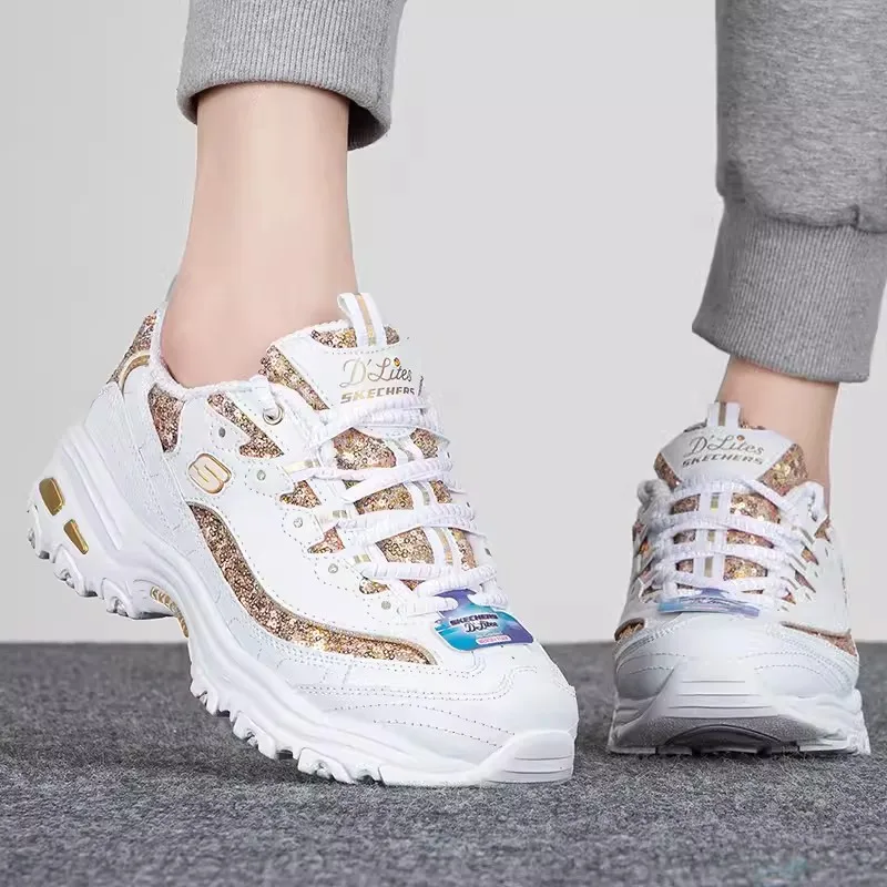 Женские Кроссовки Skechers ретро-обувь на платформе в виде панды модная повседневная