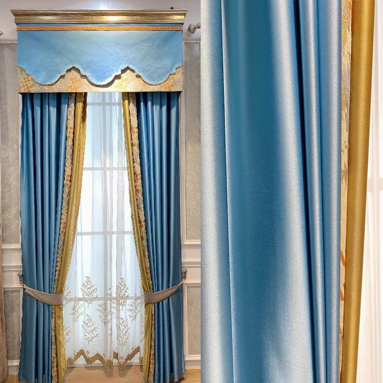 

New European Curtains for Living Dining Room Bedroom Jacquard High Precision Embroidery Heavy Industry Shading Heat Insulation
