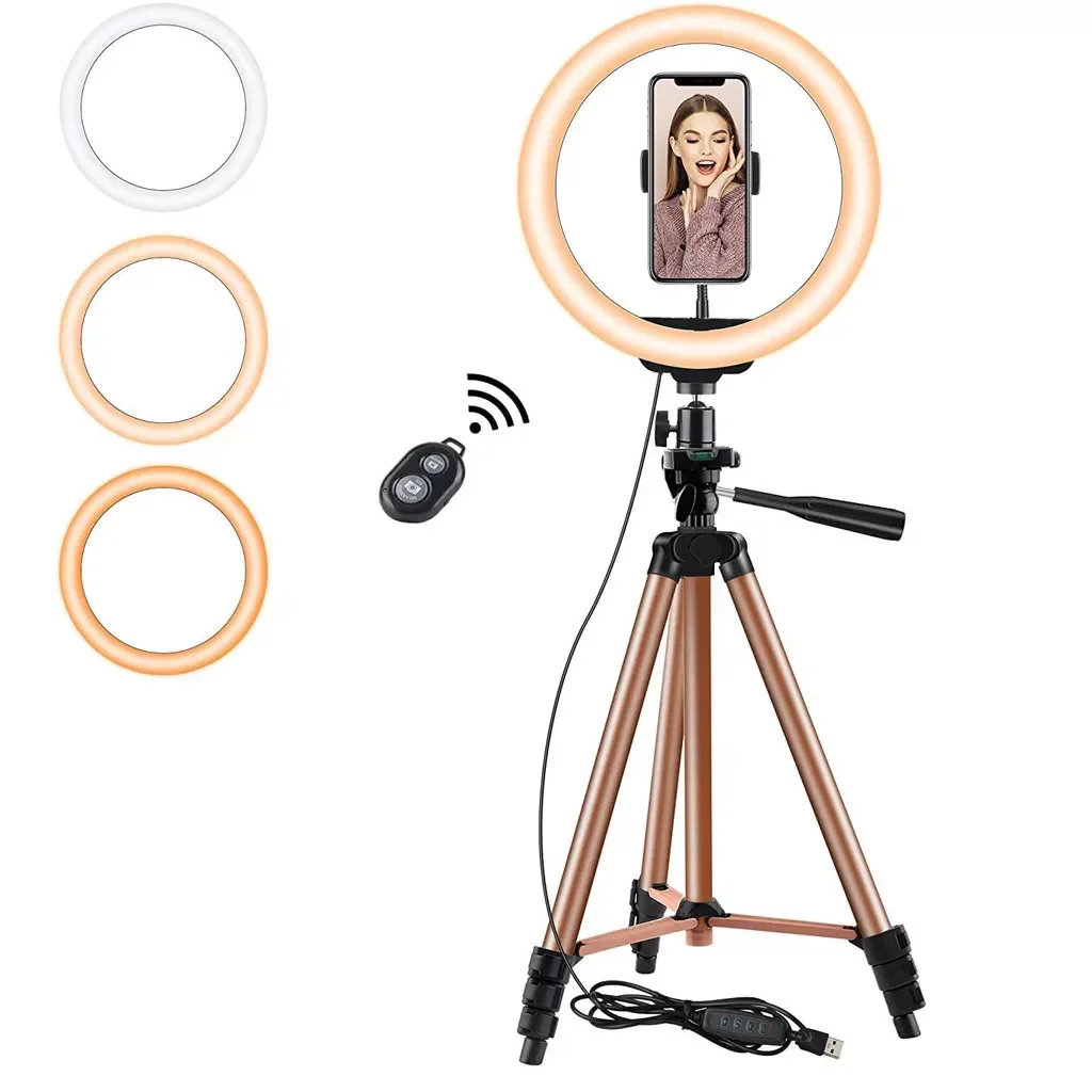 

LED Phone Light 3 Stand Light Holder Cell Modes USB With Tripod 16Cm Ring Photo
