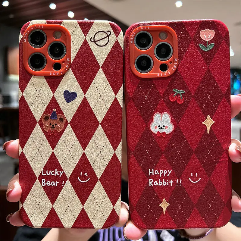 

Cartoon Lingge Love Bear for Apple 13 Mobile Phone Case for IPhone11 All-inclusive 12pro Anti-drop X/XR/XSMAX Mobile Phone Bag