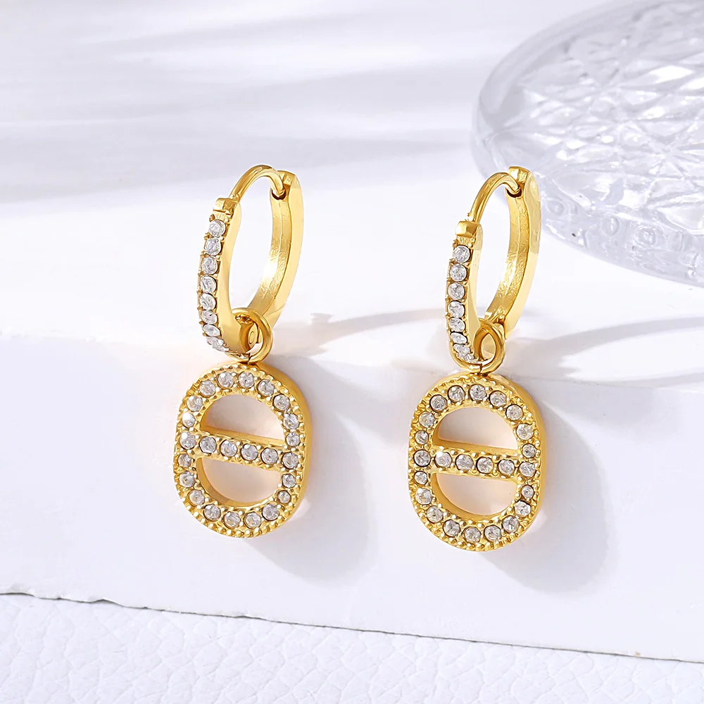 Шикарные водонепроницаемые серьги из нержавеющей стали 18 карат с позолотой для