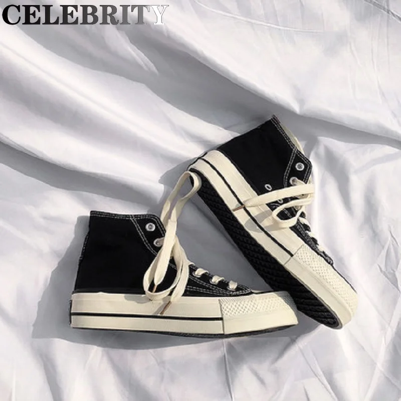 

2022 hot selling new fashion women's heightened canvas shoes trendy lace-up vulcanized shoes thick bottom casual women's shoes