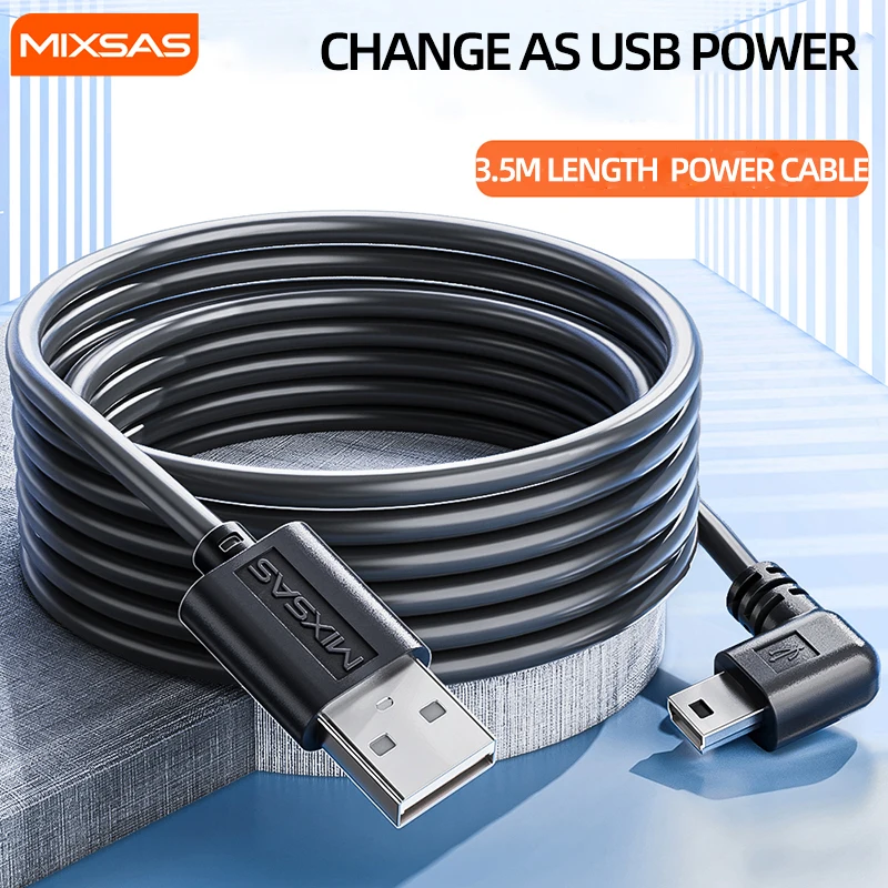 

MIXSAS 3.5M Output 5V-2A Mini Mico USB T-Ports Cable 110 Switch Line For Car Dashcam DVR Charging Camera Driving Recorder Supply