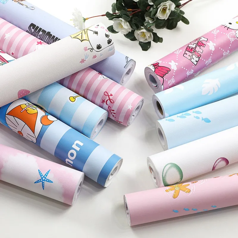 

10m PVC cartoon self-adhesive wallpaper living room decoration children's bedroom wall stickers cute background wall stickers