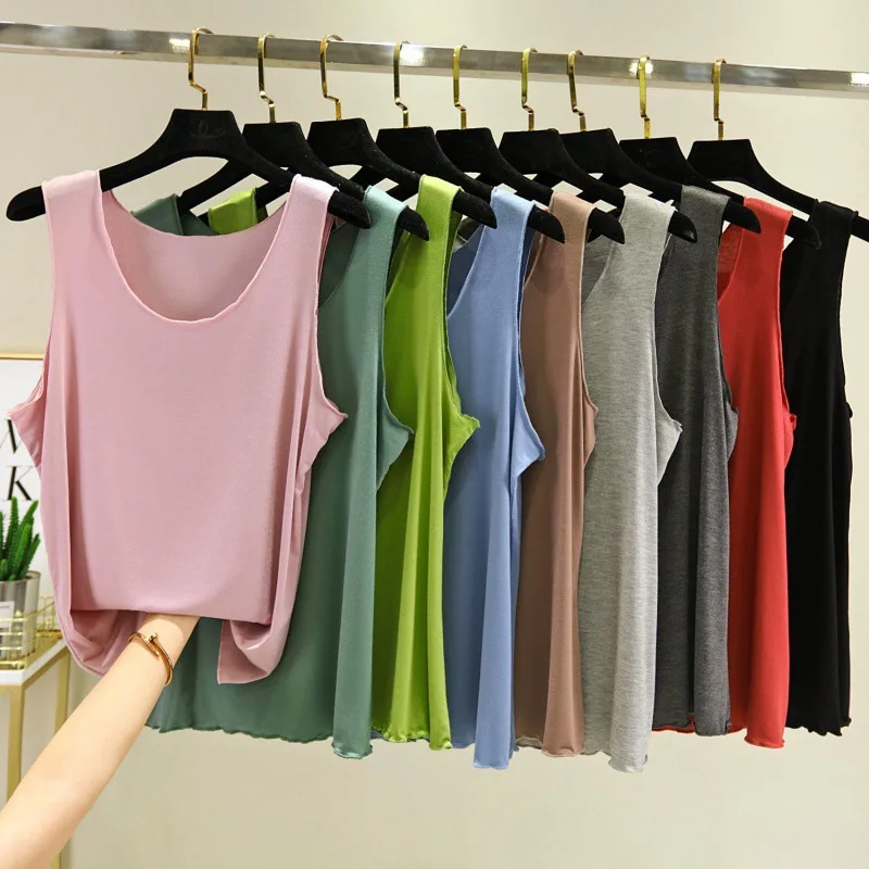 

Casual Pyjama Pour Femme Summer Modal Tank Top Shorts Two-Piece Set Round Neck Sleeveless Home Wear Clothes Women Pajamas Suit