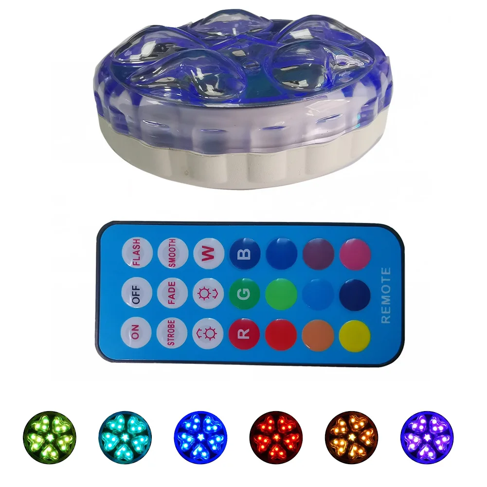 

2pcs Underwater Light Bathtub Small Easy Install Magnetic RGB LED Fish Tank Remote Control Romantic Heart Shaped Swimming Pool